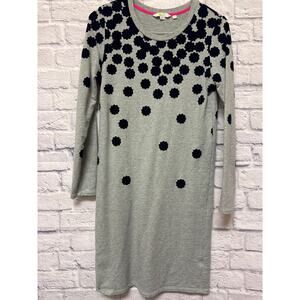 Boden Grey Long Sleeve Midi Dress Black Crushed Velvet Embellishment SZ 6L NWOT